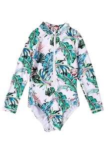 Toddler leaf print baby swimsuit