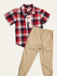 Red plaid print wrangler boys set