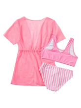 Pink stripe 3pc girl swimsuit