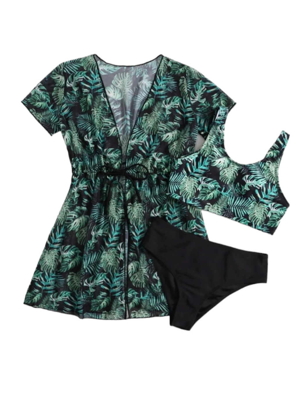 Leafy green 3pc girl swimsuit