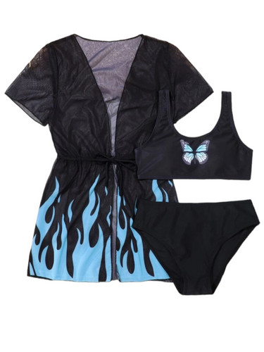 Blue butterfly girl swimsuit