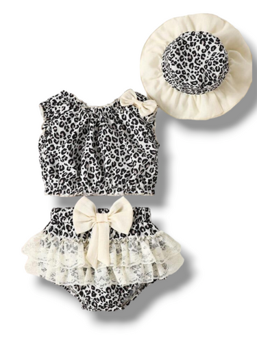 Black and white lepard baby set