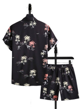 Black floral print teen boys set