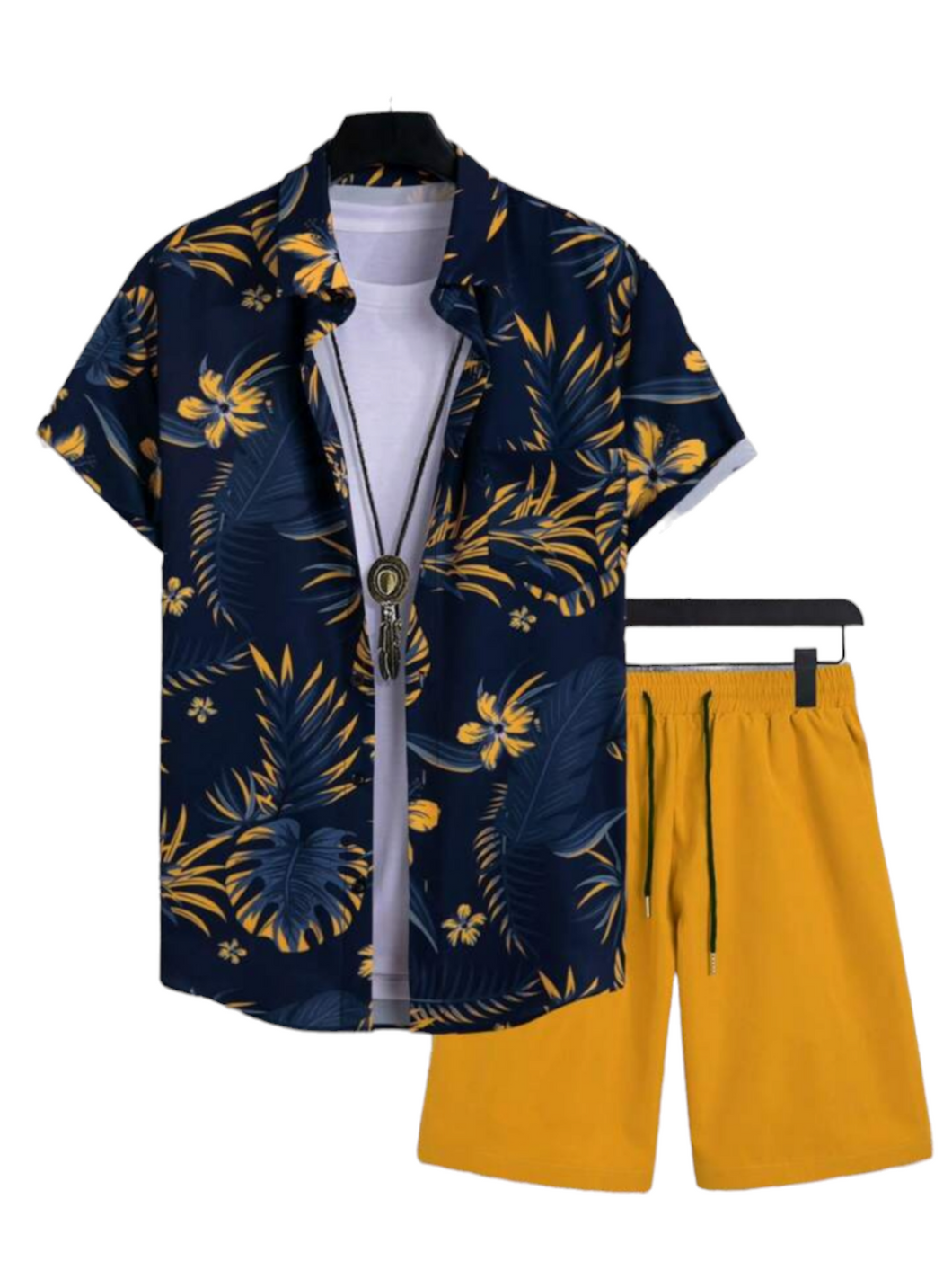 Leaf print mustard teen boy set