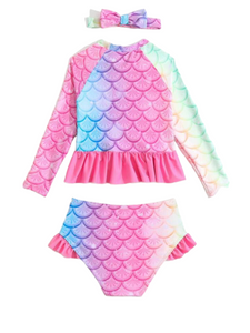 Mermaid scale 3pc girl swimsuit