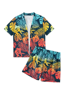 leaf print 2pc  boys set