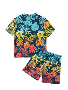 leaf print 2pc  boys set