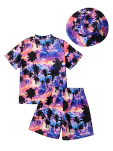 Hawaiian veiw print 3 pc boys set