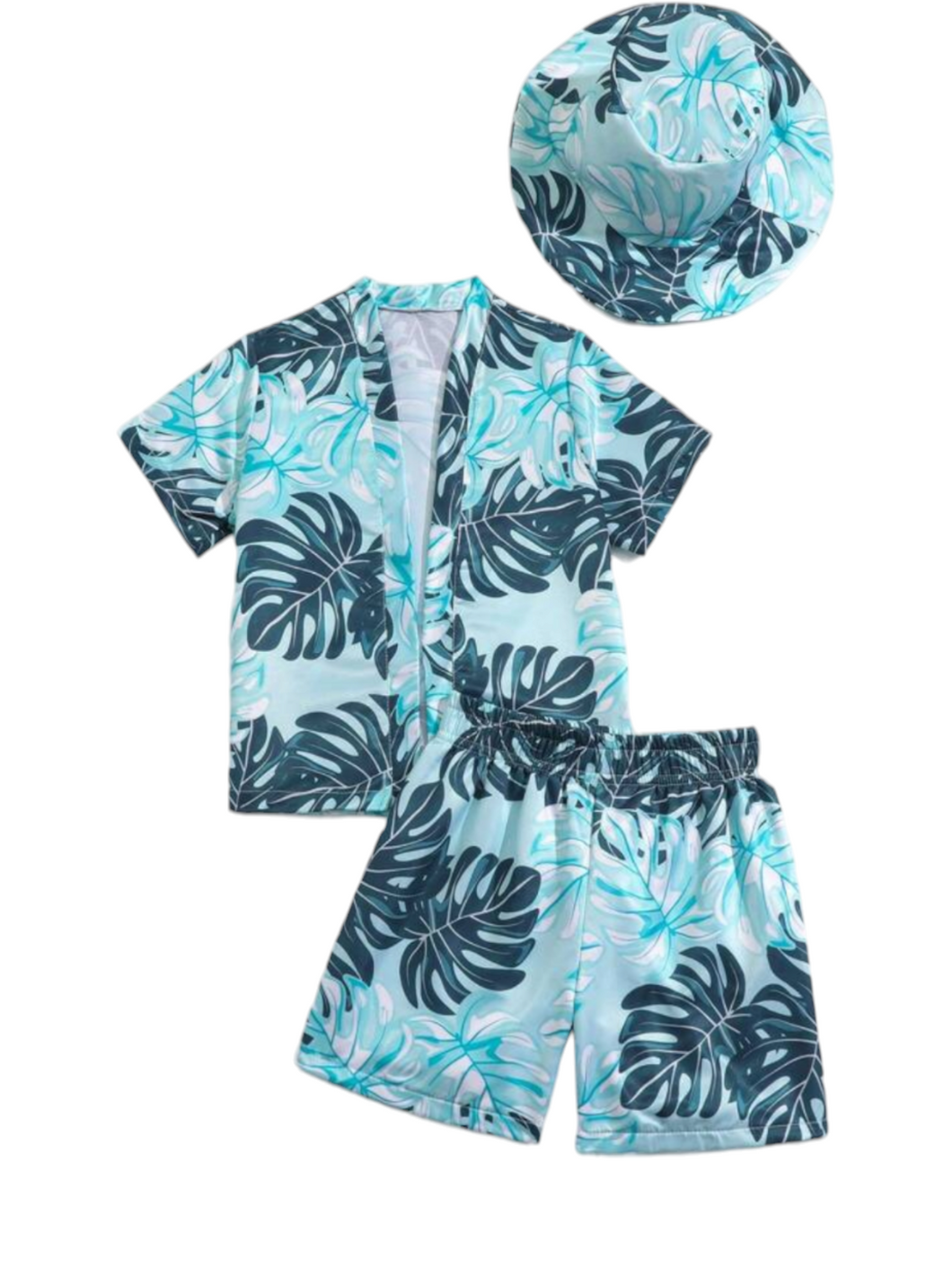 Leaf print 2pc  boys set with hat