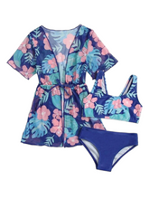 Tropical blue 3pc girl swimsuit