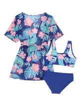 Tropical blue 3pc girl swimsuit