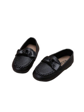 Boy loafer shoes with knot on top