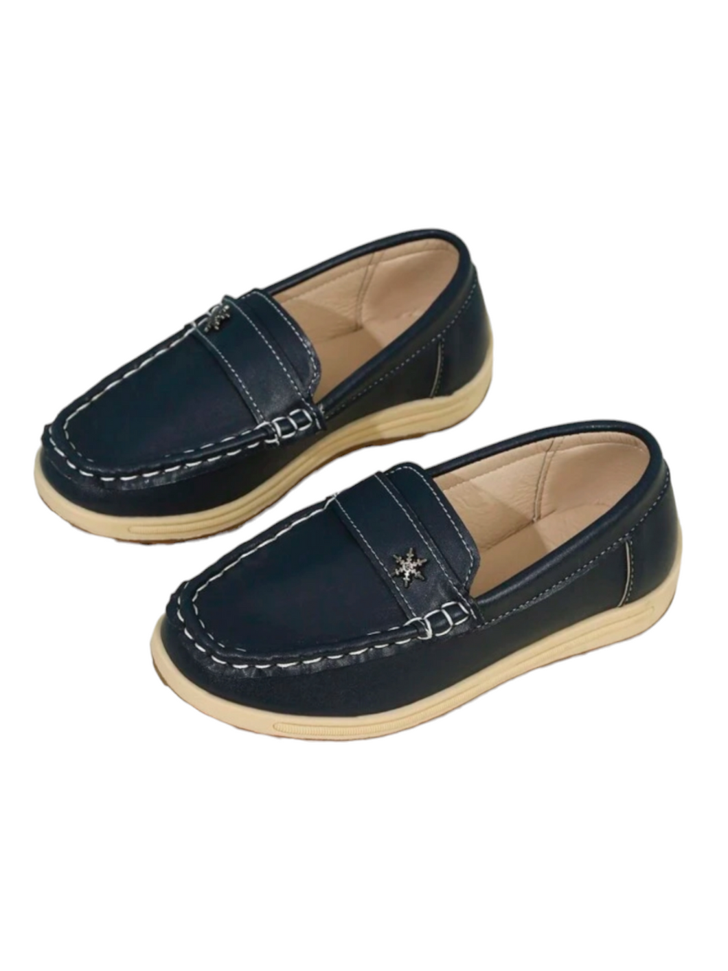 Boy loafer shoes with star on top