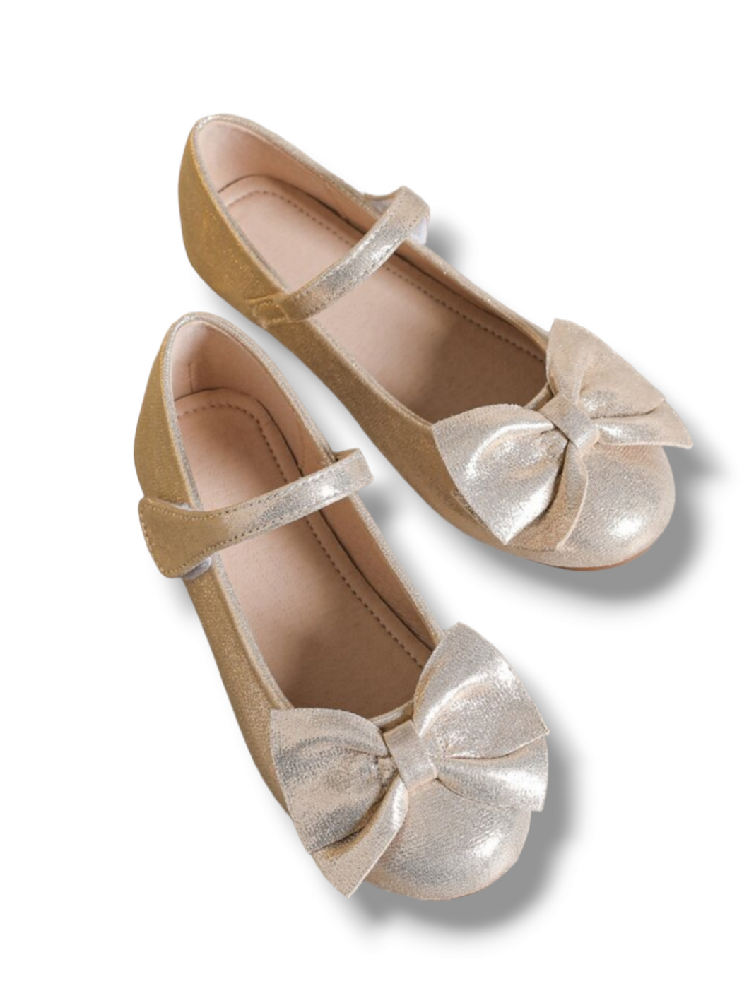 Gold Girl formal shoes with bow on top