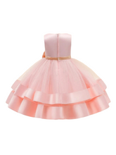 Formal  girl dress pink with gold bow