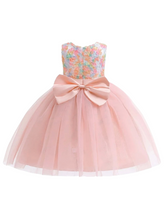 Pink floral tulle formal girl dress