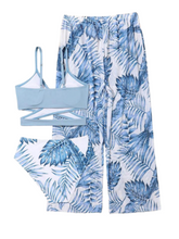 Leaf print girls swimsuit