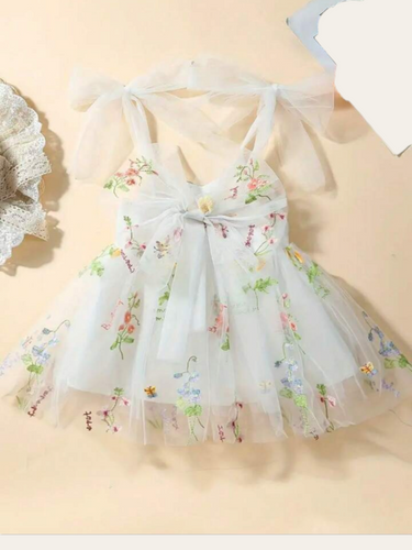 Flower print mesh Baby  dress