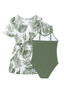 Palm print girls swimsuit