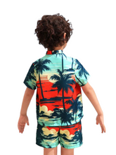 Tropical print boy swimsuit set