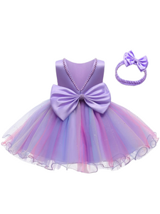 Baby girl formal dress rainbow girl purple