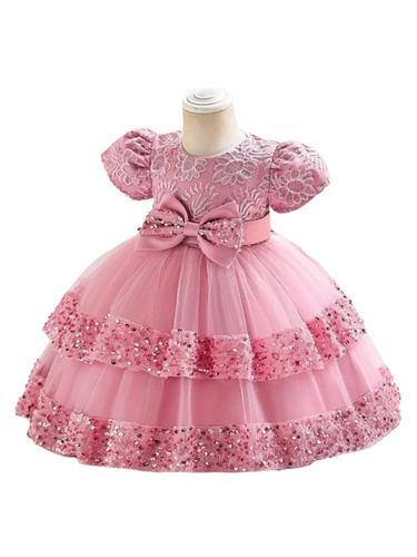 Girl formal dress pink with glitter design