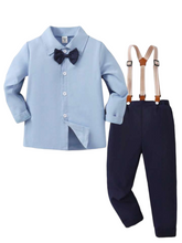 Boy formal set with suspenders and bow