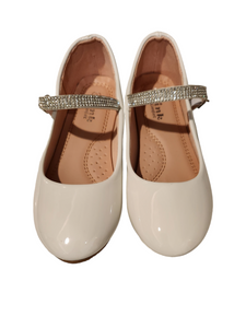 White with silver strap girl formal shoes