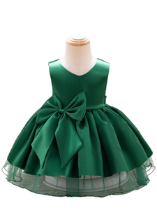 Baby girl formal dress green dress with bow