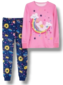 Blue and pink unicorn pjs