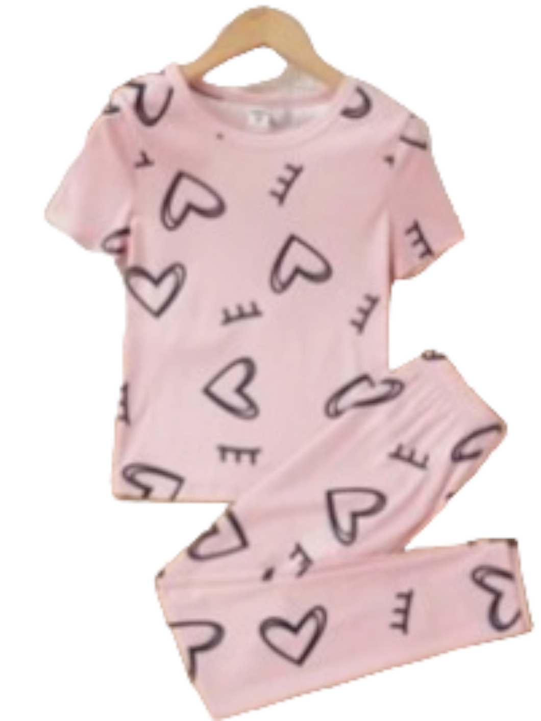 Peach black heart pjs