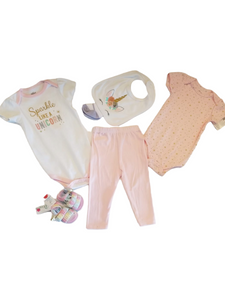 Sparkle like a unicorn 5pc baby onsies set