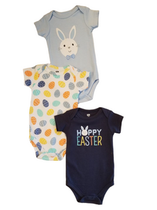 Hudson happy easter baby onsies set