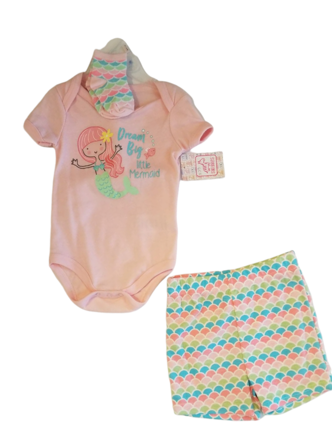 Swiggles-dream big little mermaid 3 pc baby onsies set