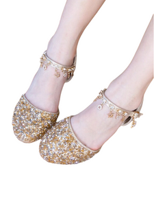 Girl formal shoes with gold embellishments