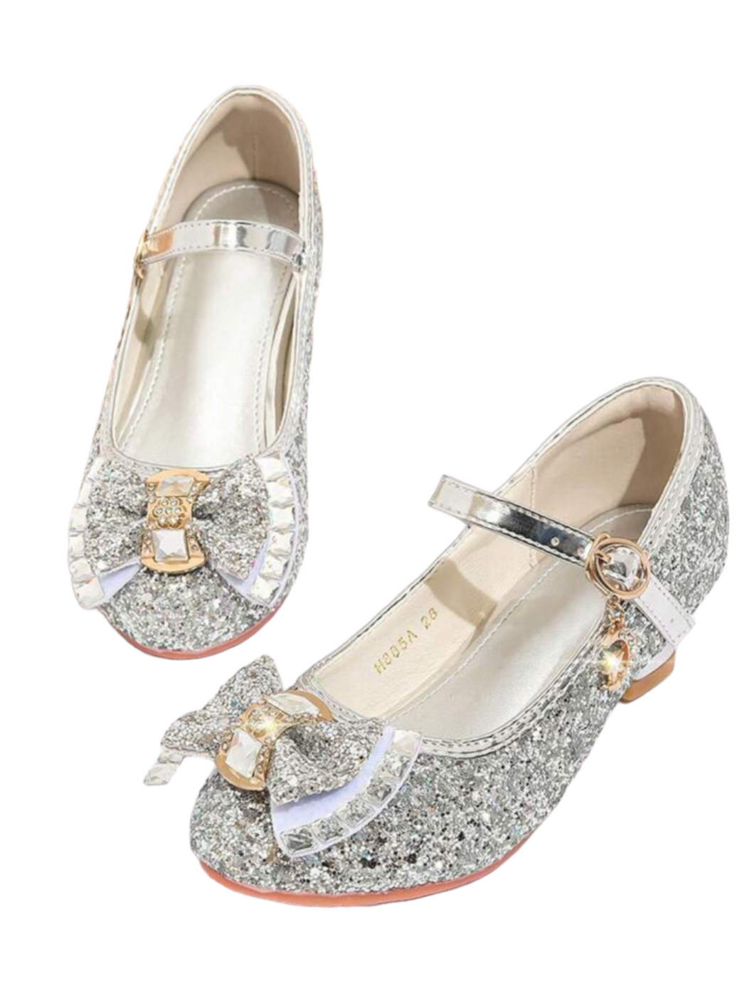 Girl formal shoes glittery style with drop pearl