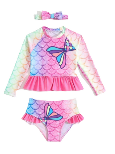 Mermaid scale 3pc girl swimsuit