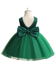 Formal  baby girl green pearl dress