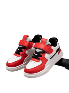 Red & white sneakers with velcro strap