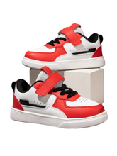 Red & white sneakers with velcro strap