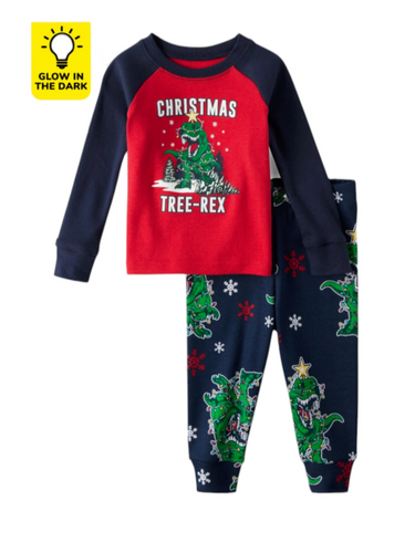 Christmas tree-rex boy pj