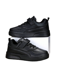 Boy black sneakers lace and velcro strap