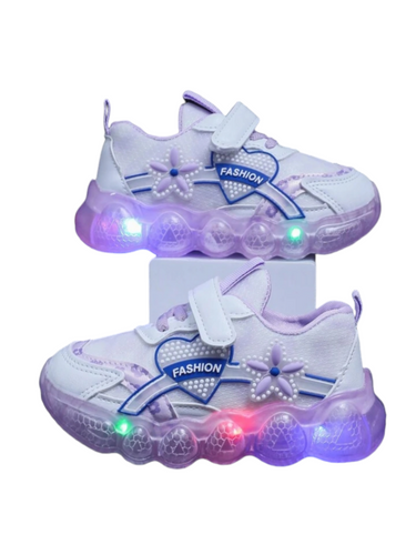 Fashion purple  led flowere print sneakers