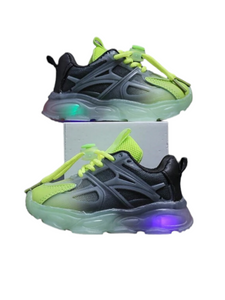 Green & black draw string led sneakers