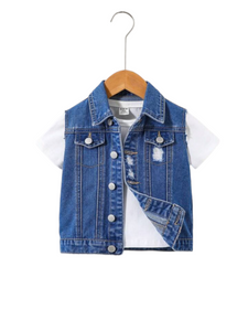 Toddler boy sleeveless jeans jacket