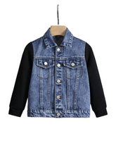 Boy jeans jacket with black sleeves