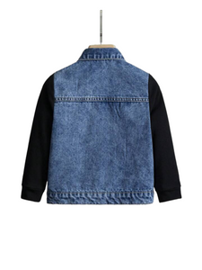 Boy jeans jacket with black sleeves