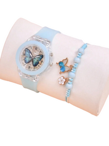 Butterfly girl led bracelet and watch set