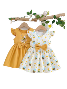 2pc baby dress yellow &white