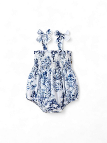 Baby dress romper with bow strap